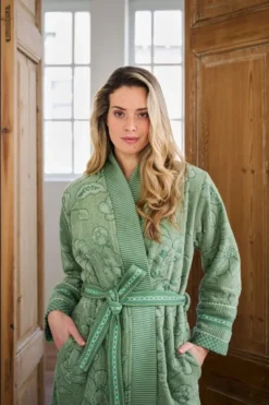 Bademantel Jasmin Jacquard Grün