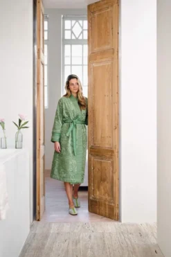 Bademantel Jasmin Jacquard Grün