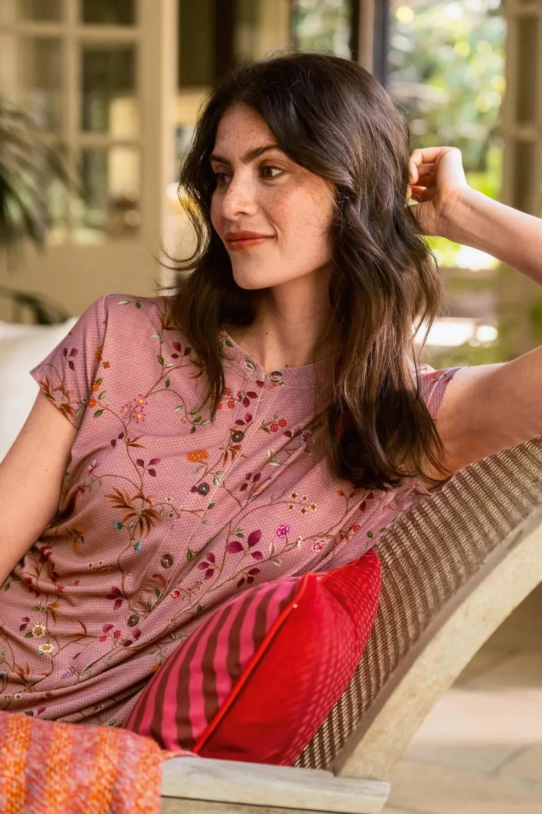 Dalia Nachthemd Kurze Ärmeln Delhi Dreams Rosa