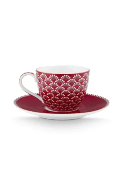 Espresso Tasse & Untertasse Blooming Tales Dunkelrot 120ml