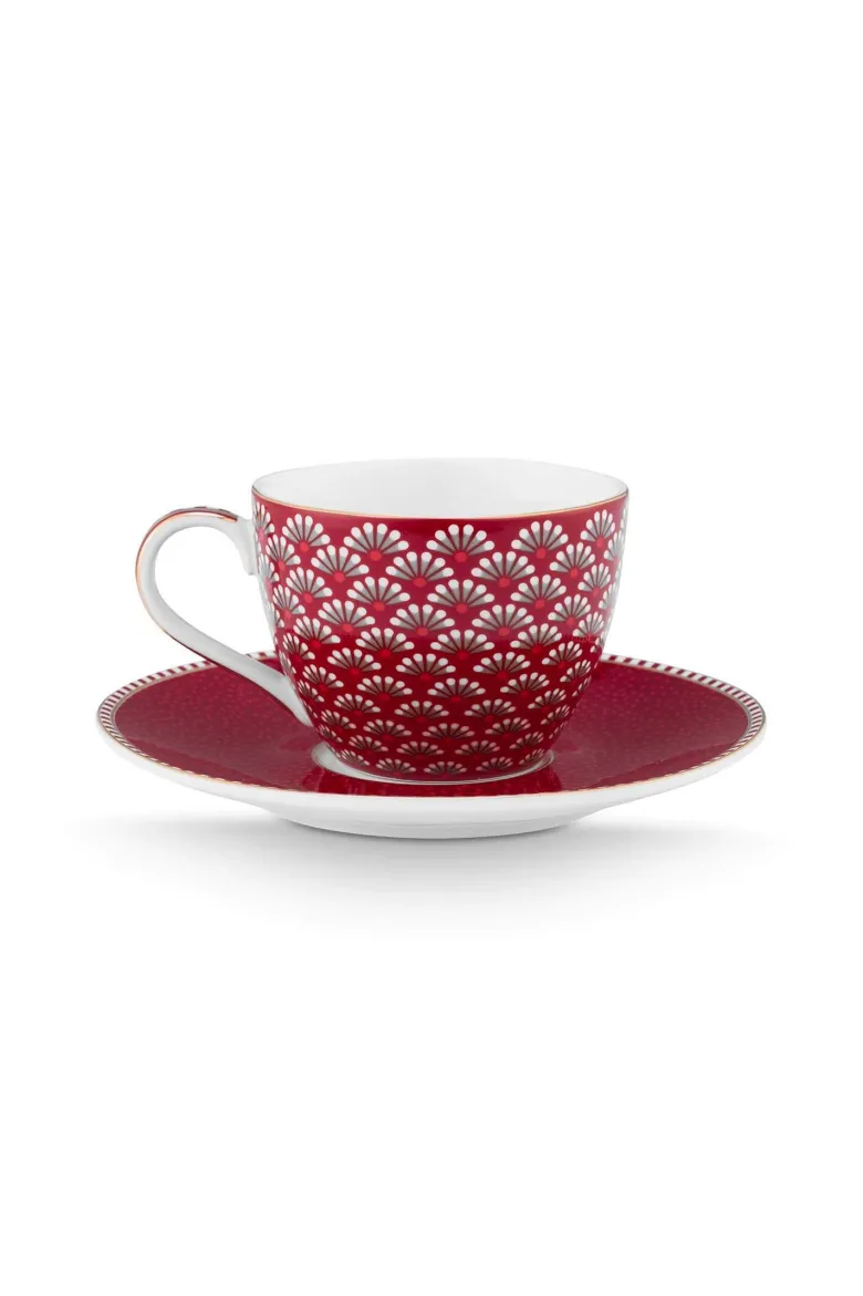 Espresso Tasse & Untertasse Blooming Tales Dunkelrot 120ml