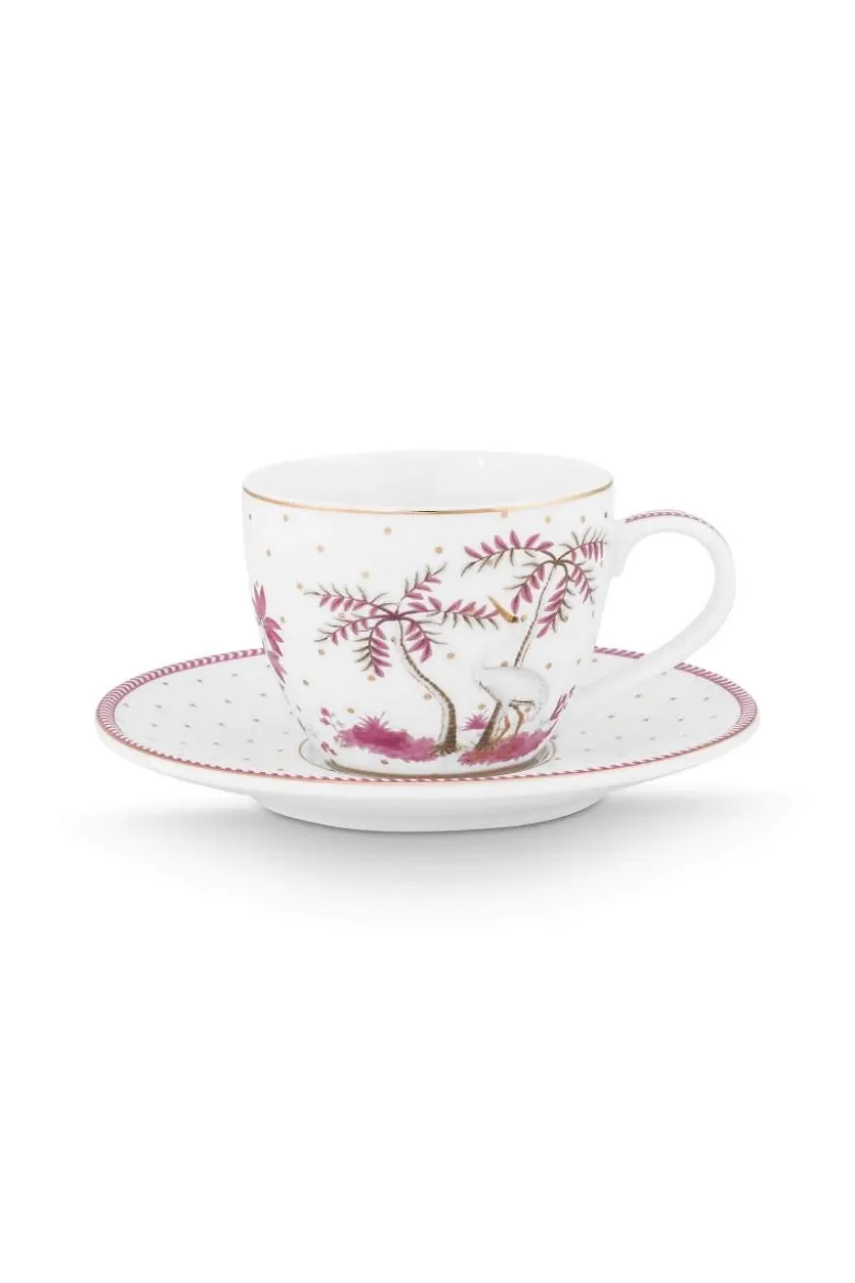 Espresso Tasse & Untertasse Jolie Punkte Gold Rosa