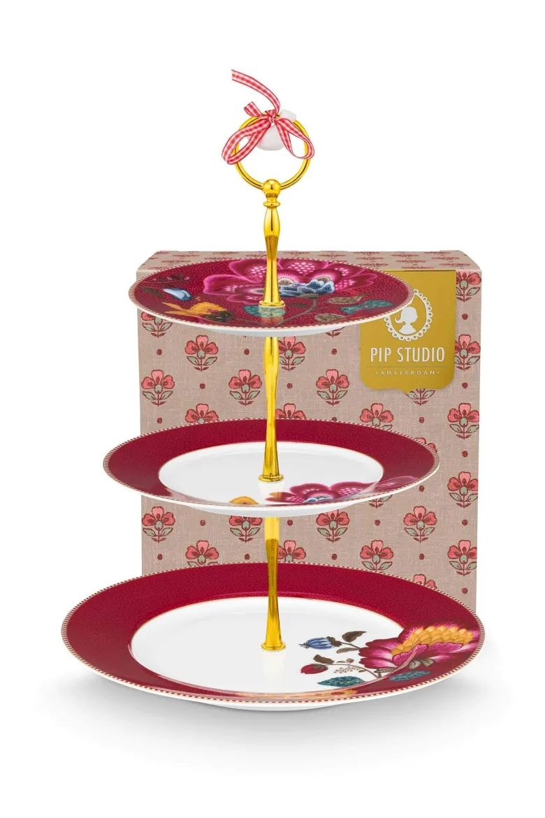 Etagere 3 Ebenen Blooming Tales Fantasy Dunkelrot