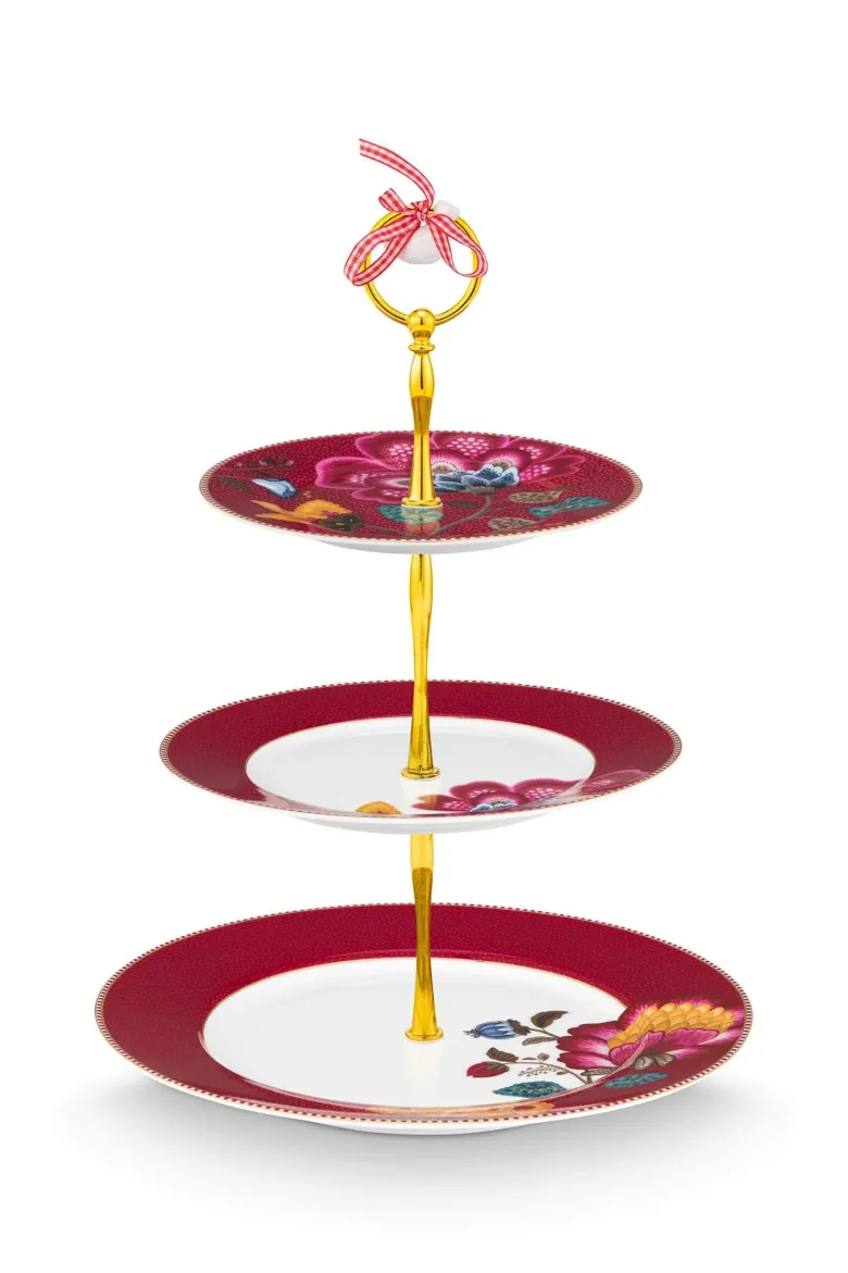 Etagere 3 Ebenen Blooming Tales Fantasy Dunkelrot