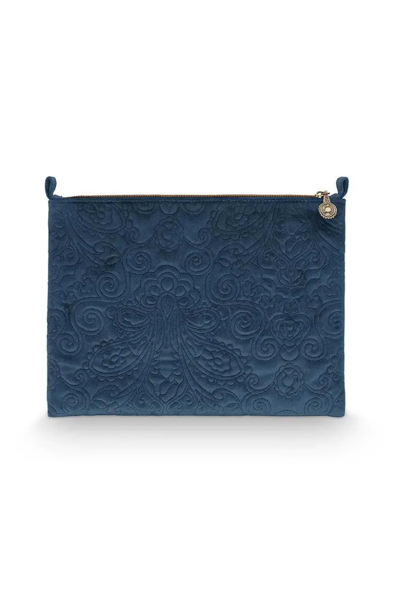 Flaches Necessaire Gross Samt Quiltey Days Blau