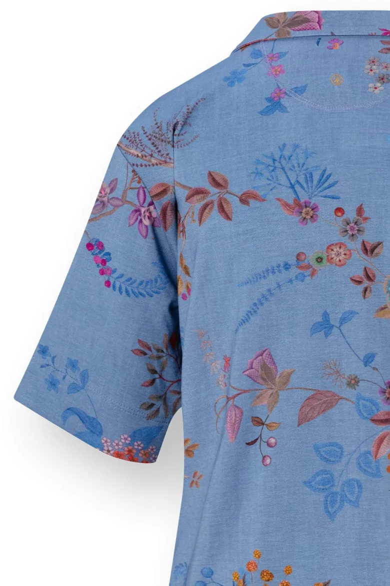Flora Top Kurze Ärmeln Bodhi Flower Blau