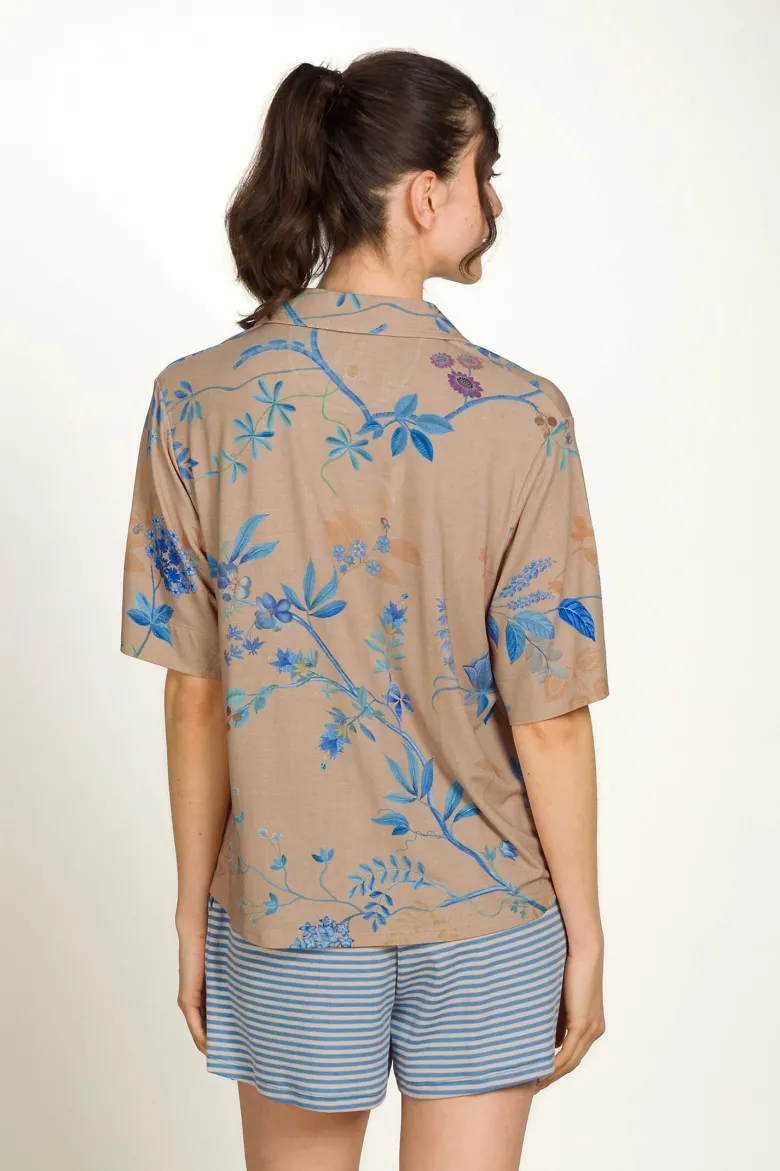 Flora Top Kurze Ärmeln Marigold Blau