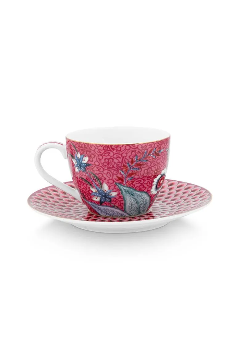 Flower Festival Set/2 Espresso Tasse & Undertasse Dunkelrosa