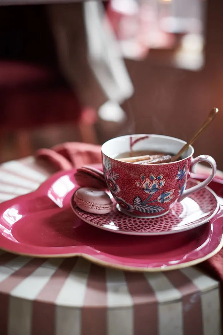 Flower Festival Set/2 Espresso Tasse & Undertasse Dunkelrosa