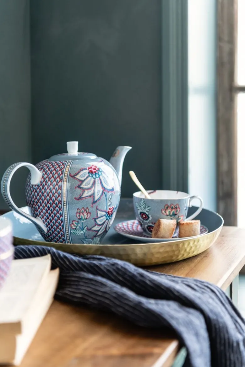 Flower Festival Set/2 Espresso Tasse & Undertasse Hellblau