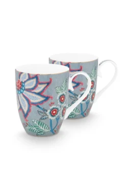 Flower Festival Set/2 Tassen Gross Hellblau