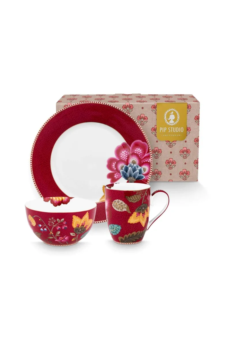 Frühstücksset Blooming Tales Fantasy Dunkelrot