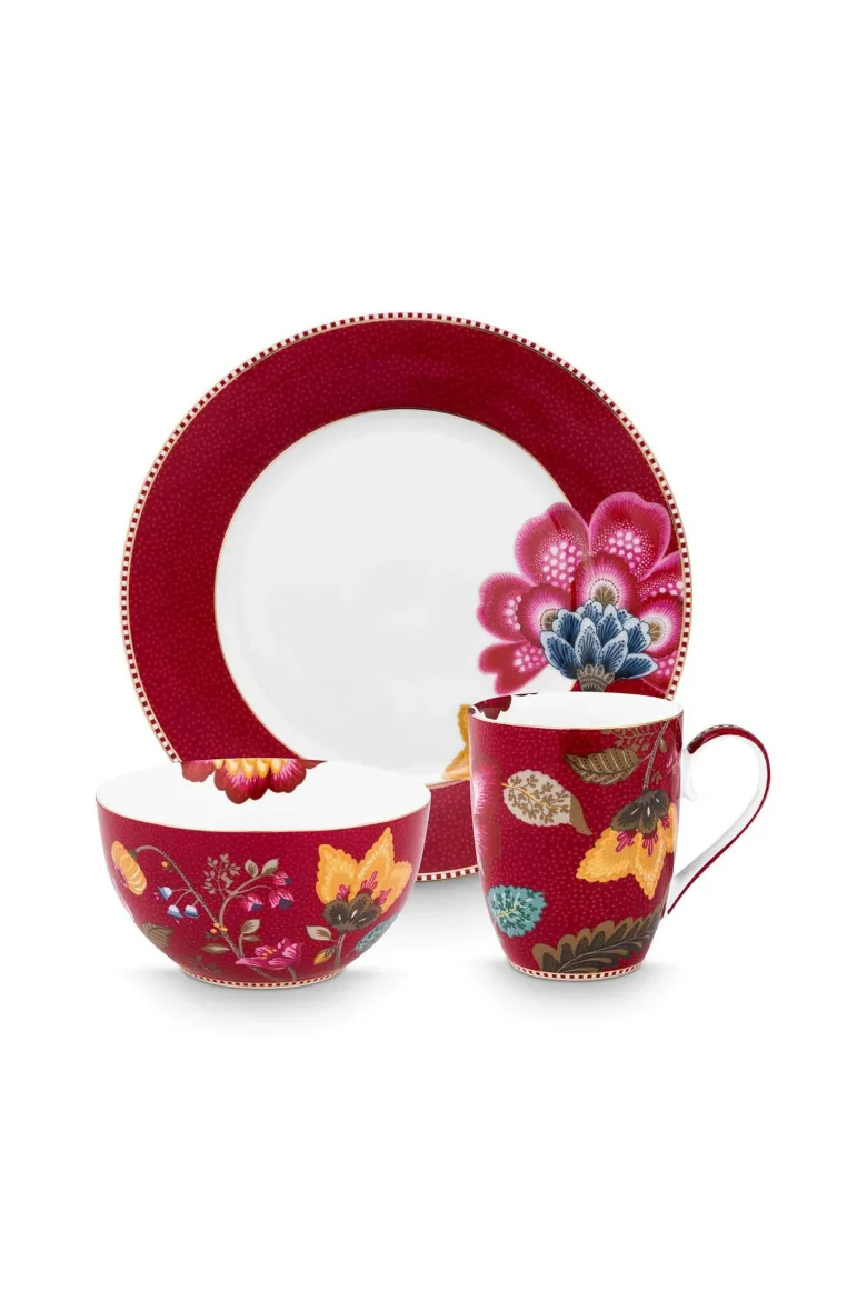 Frühstücksset Blooming Tales Fantasy Dunkelrot