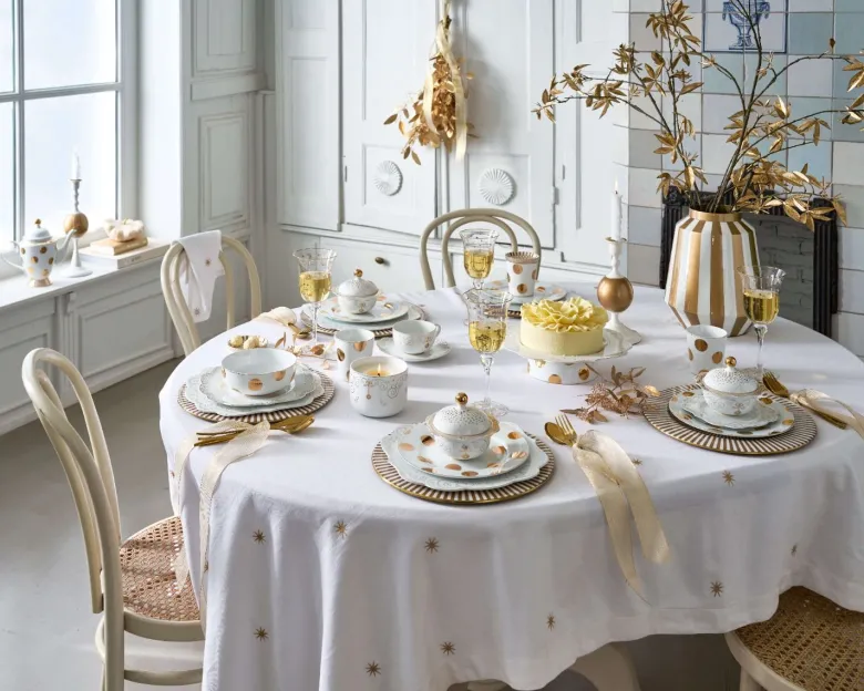 Frühstücksteller Dot Delight Weiss-Gold 23cm