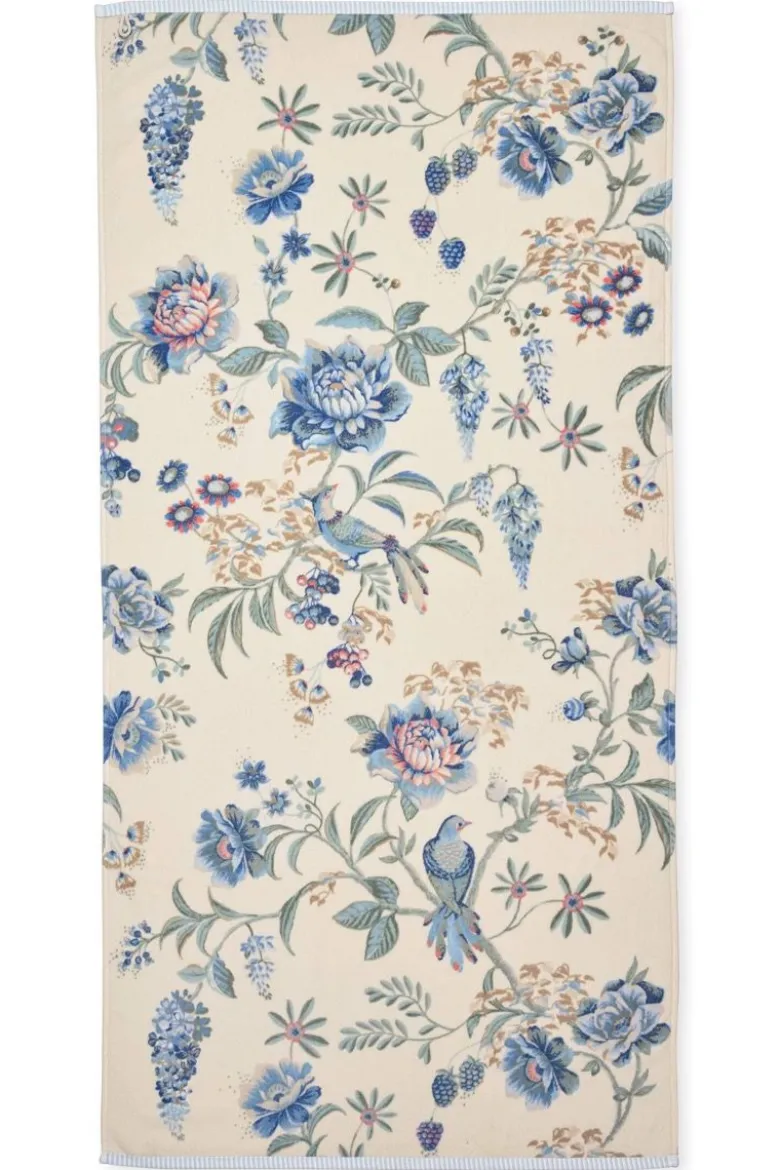 Große Handtuch Secret Garden Weiß/Blau 70x140cm