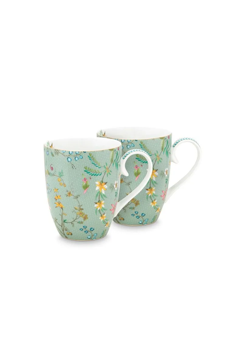 Jolie Set/2 Tasse Gross Flowers blau