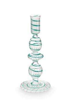 Kerzenständer Glas Strudel Hellblau 20cm