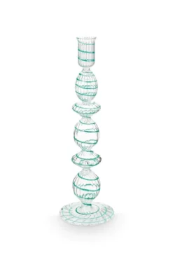 Kerzenständer Glas Strudel Hellblau 28cm