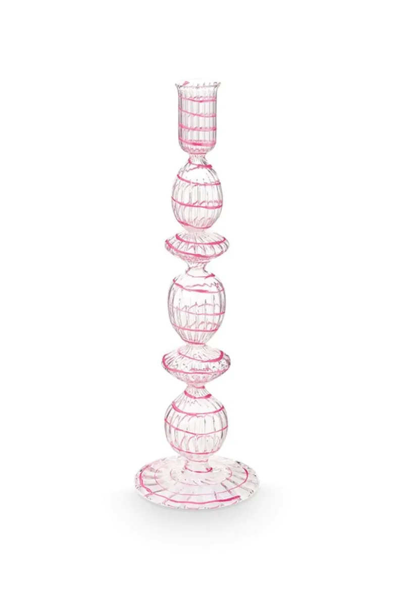 Kerzenständer Glas Strudel Rosa 28cm