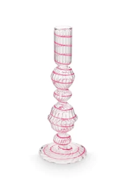 Kerzenständer Glas Strudel Rosa 22cm