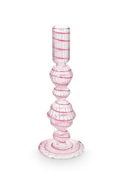 Kerzenständer Glas Strudel Rosa 22cm