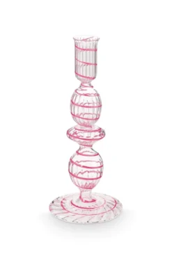 Kerzenständer Glas Strudel Rosa 20cm