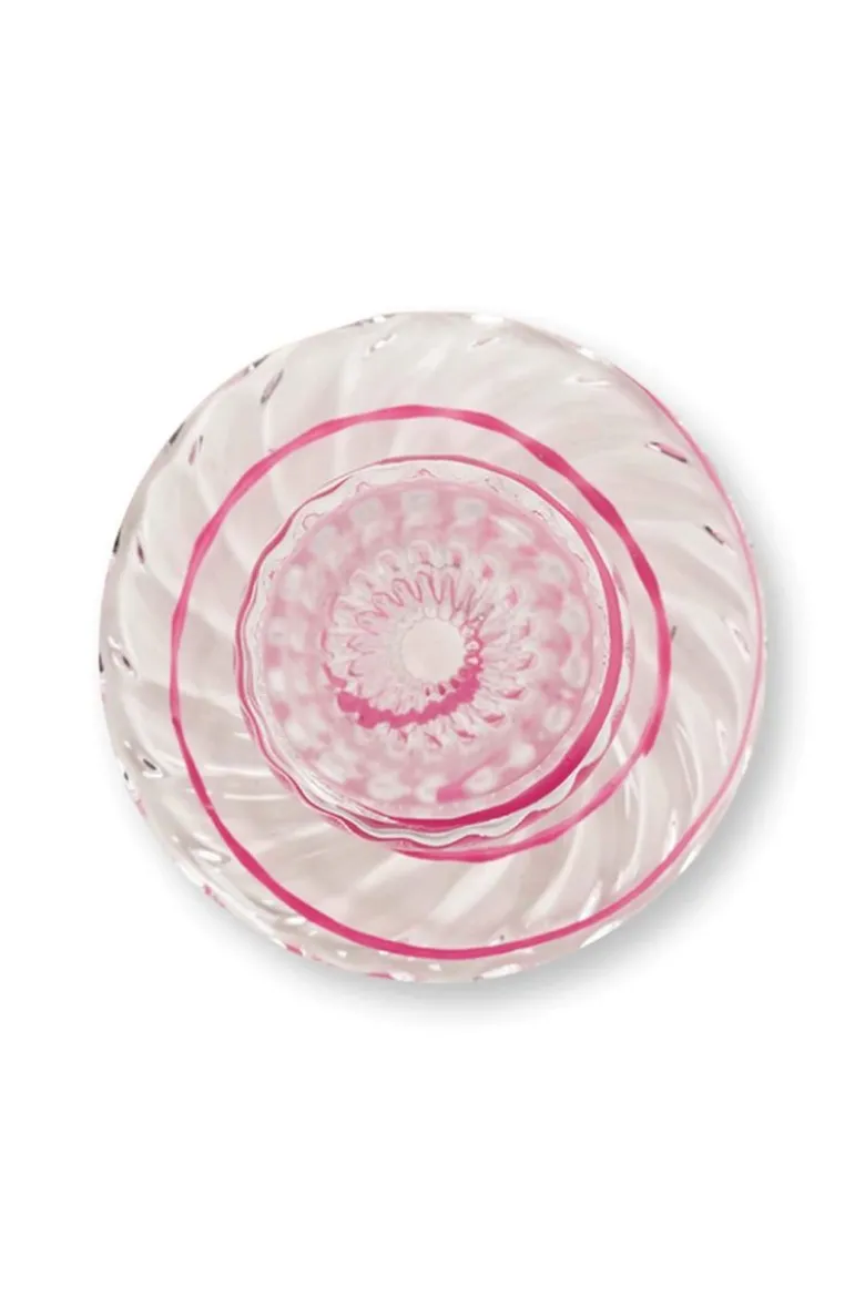 Kerzenständer Glas Strudel Rosa 20cm