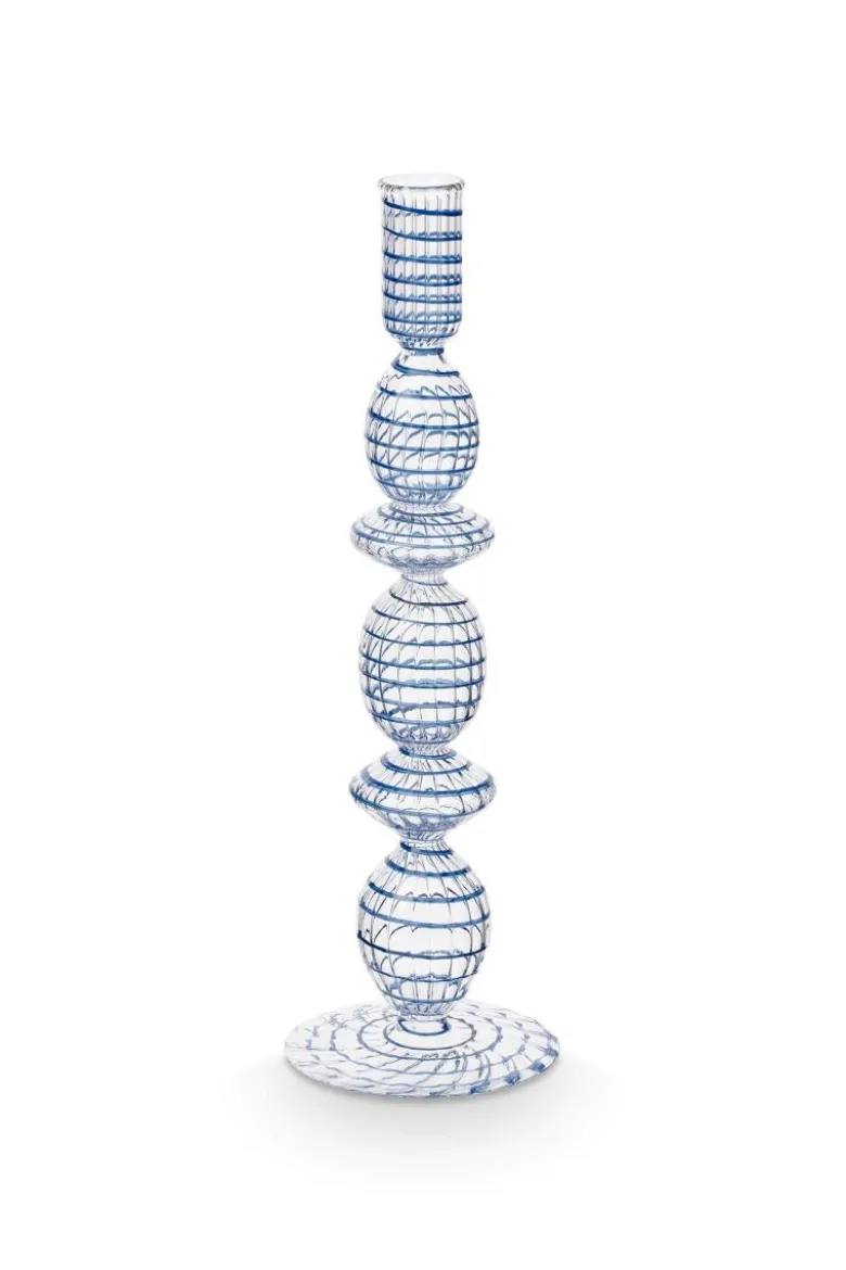 Kerzenständer Glas Swirl Dunkelblau 28cm