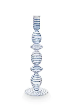 Kerzenständer Glas Swirl Dunkelblau 28cm
