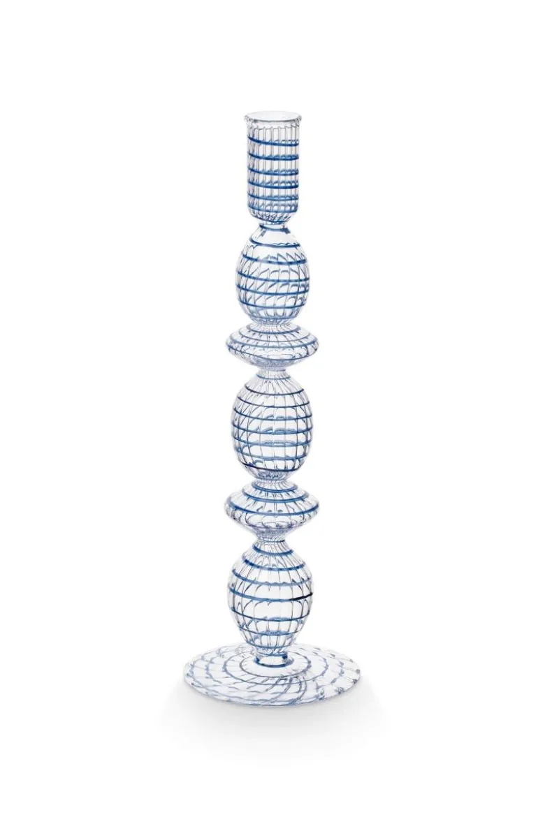 Kerzenständer Glas Swirl Dunkelblau 28cm