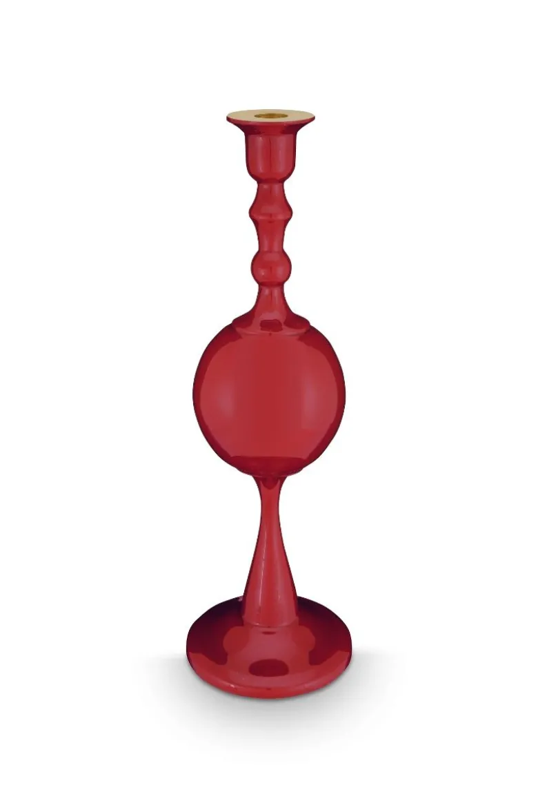 Kerzenständer Metall Kugel Dunkelrot 37cm