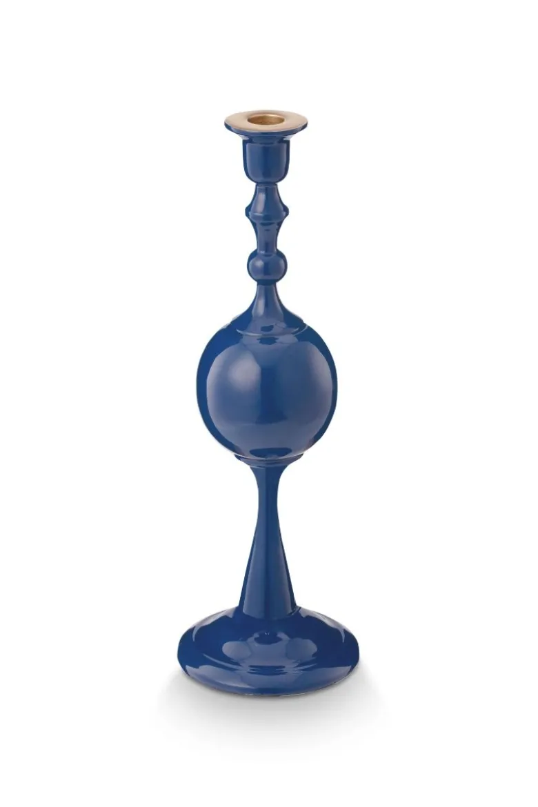 Kerzenständer Metall Kugel Marineblau 37cm