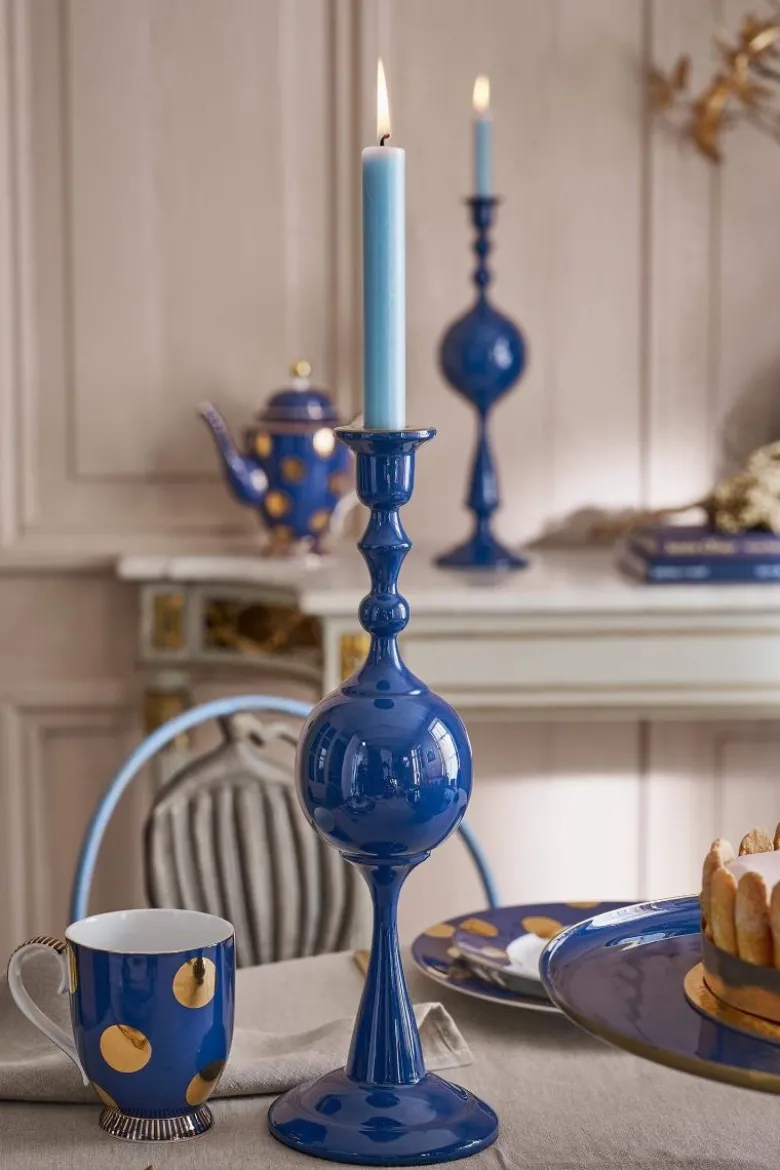 Kerzenständer Metall Kugel Marineblau 37cm