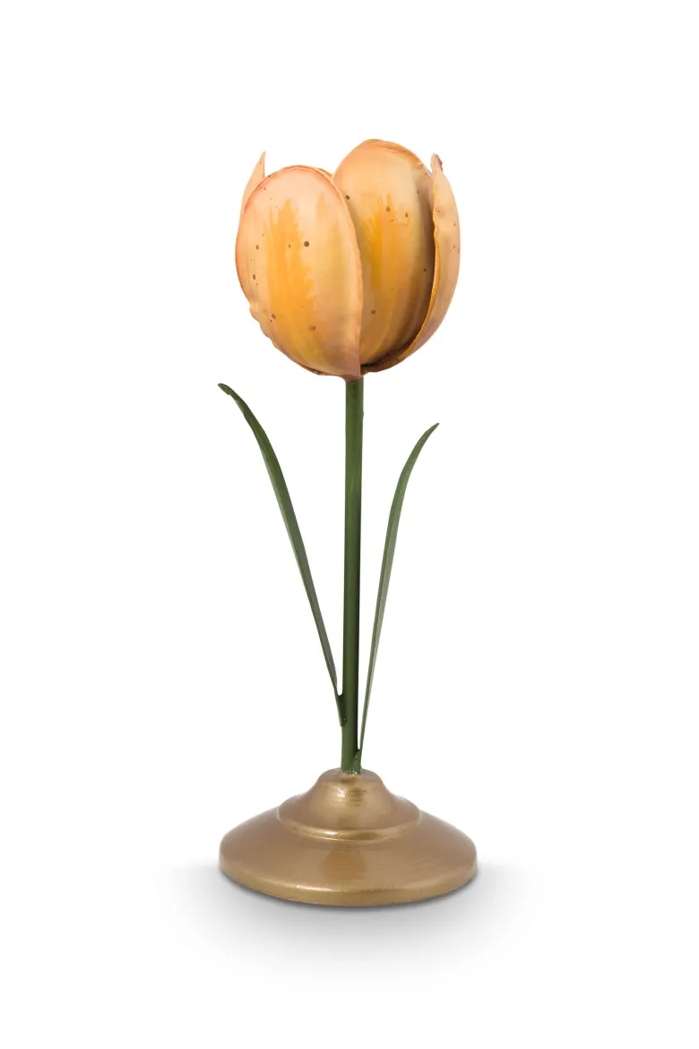 Kerzenständer Metall Tulpe Gelb 21cm