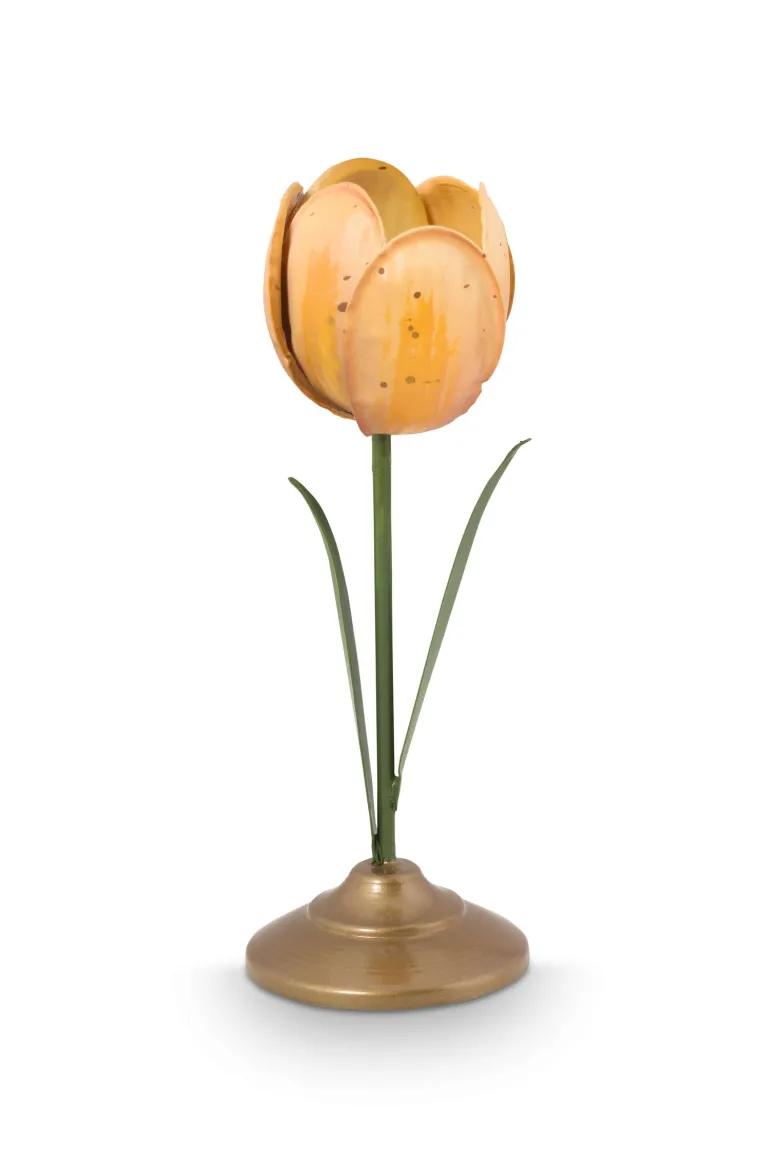 Kerzenständer Metall Tulpe Gelb 21cm