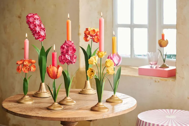 Kerzenständer Metall Tulpe Gelb 21cm