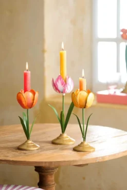 Kerzenständer Metall Tulpe Orange 21cm