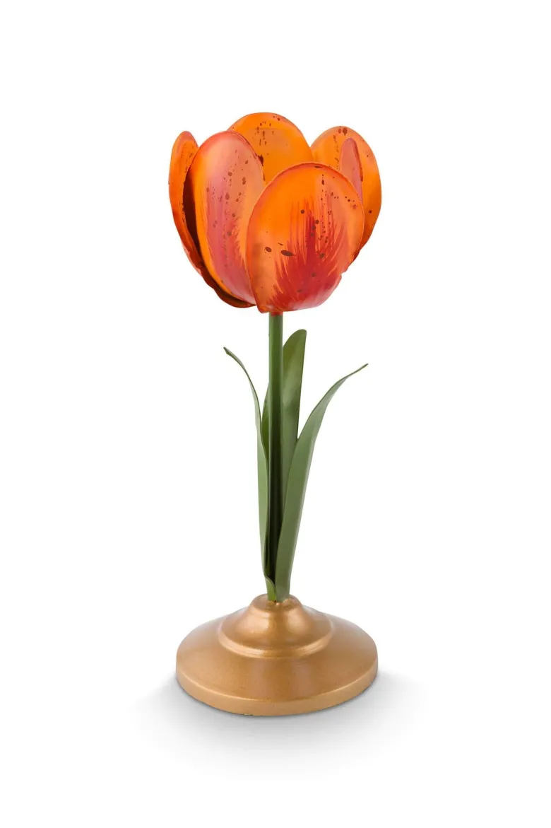 Kerzenständer Metall Tulpe Orange 21cm
