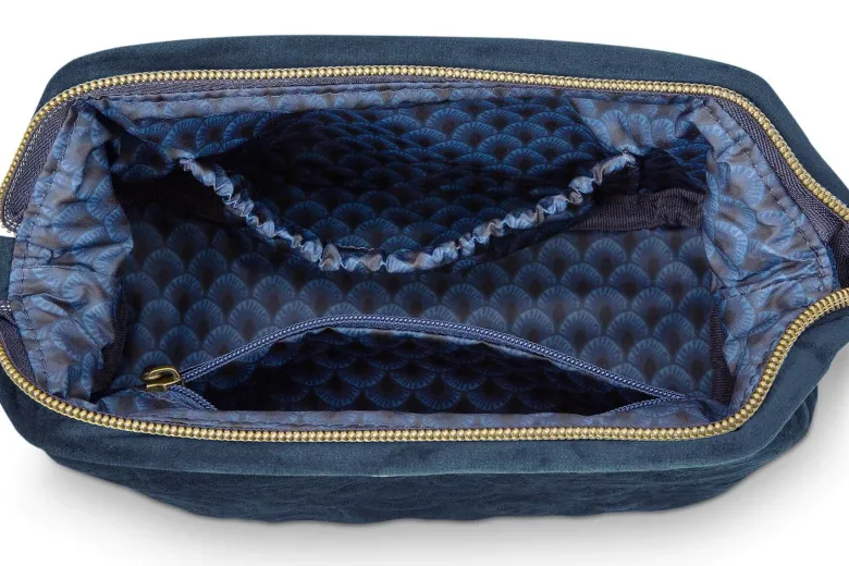 Kosmetiktasche Klein Samt Quiltey Days Blau