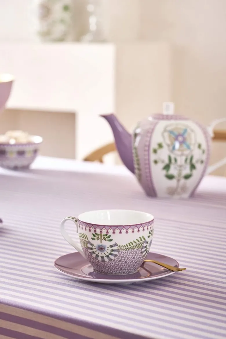 Lily & Lotus Cappuccino Tasse & Untertasse Lila