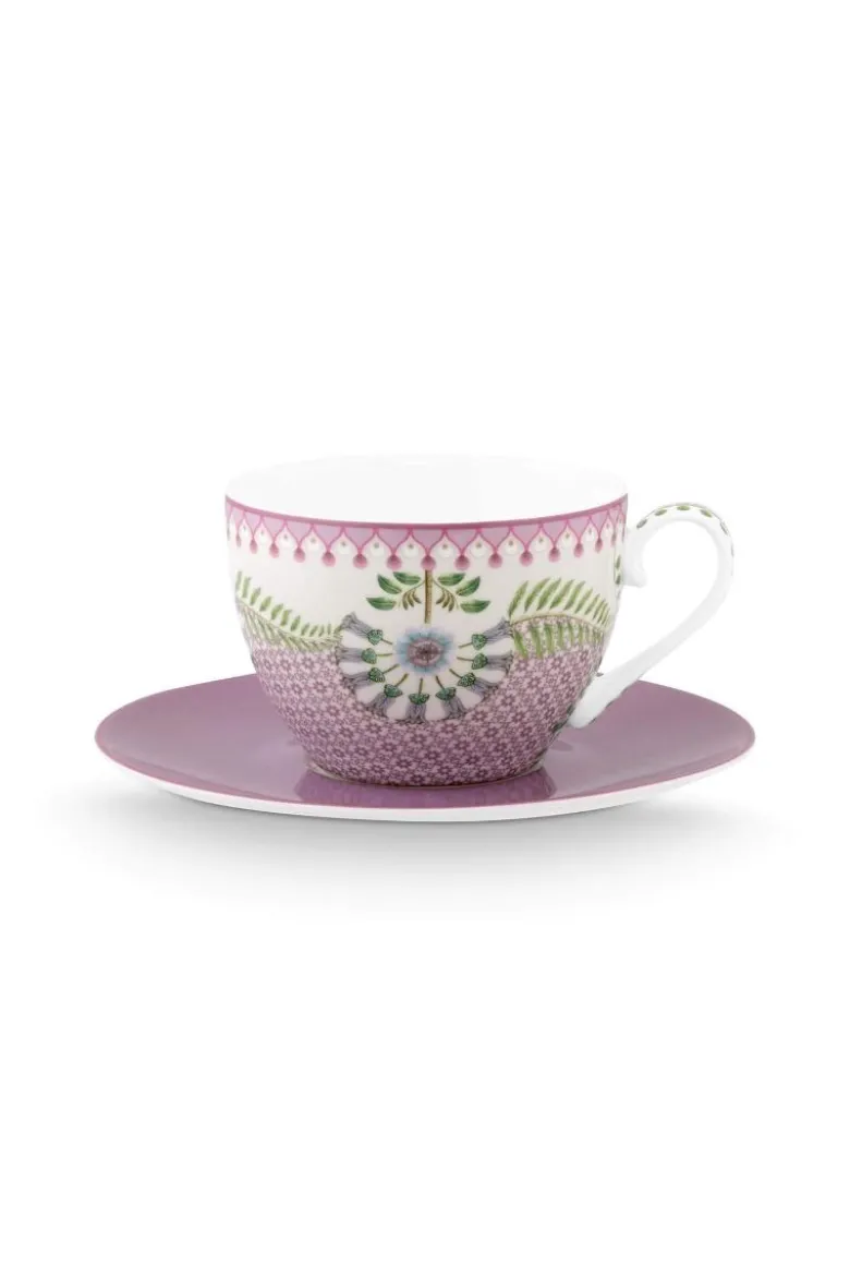 Lily & Lotus Cappuccino Tasse & Untertasse Lila