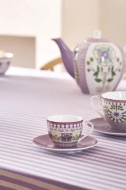 Lily & Lotus Set/2 Espresso Tasse & Untertasse Lila