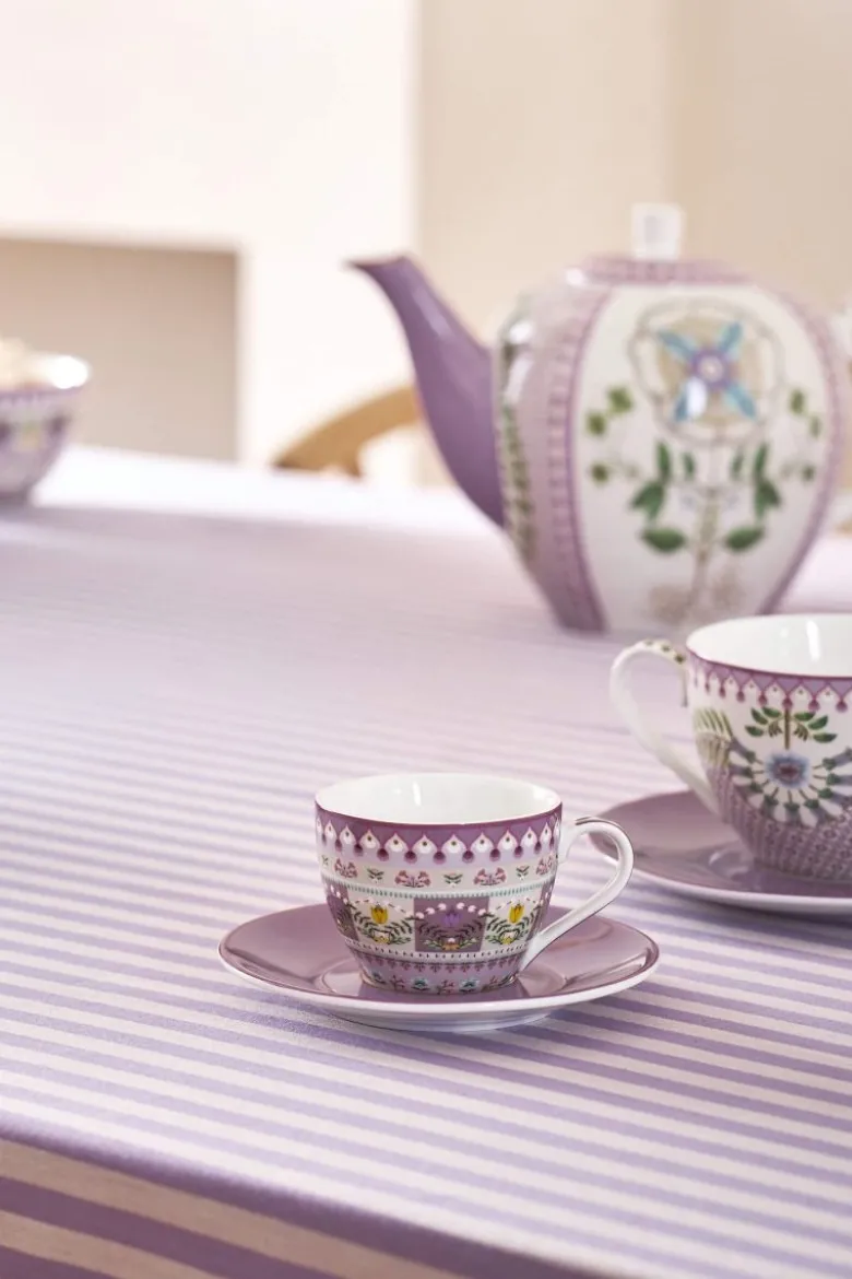 Lily & Lotus Set/2 Espresso Tasse & Untertasse Lila