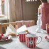 Love Birds Tasse Gross Gestreift Rot/Rosa