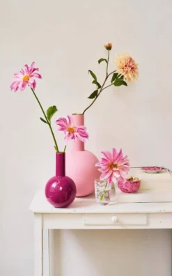 Metall Vase Gross Matt Hellrosa 42cm