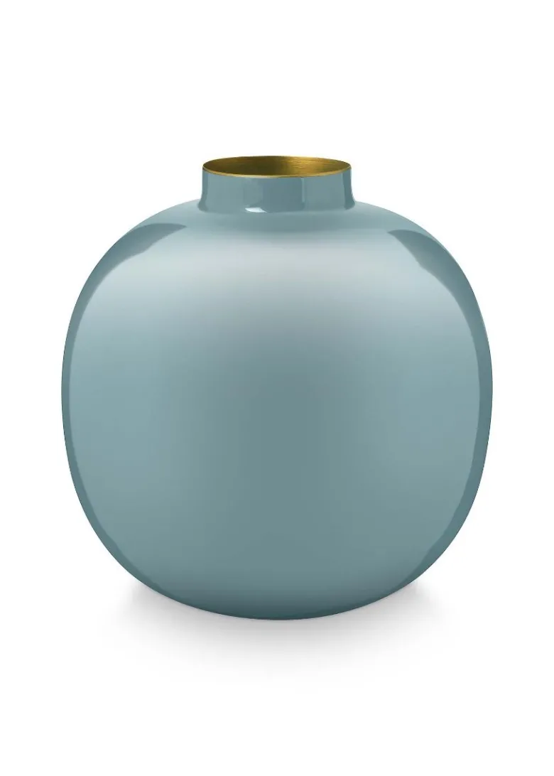 Metall Vase Hellblau 23cm
