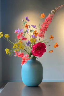 Metall Vase Matte Hellblau 32cm