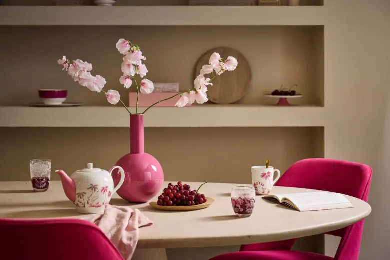 Metall Vase Mittel Rosa 33cm