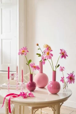 Metall Vase Mittel Rosa 33cm