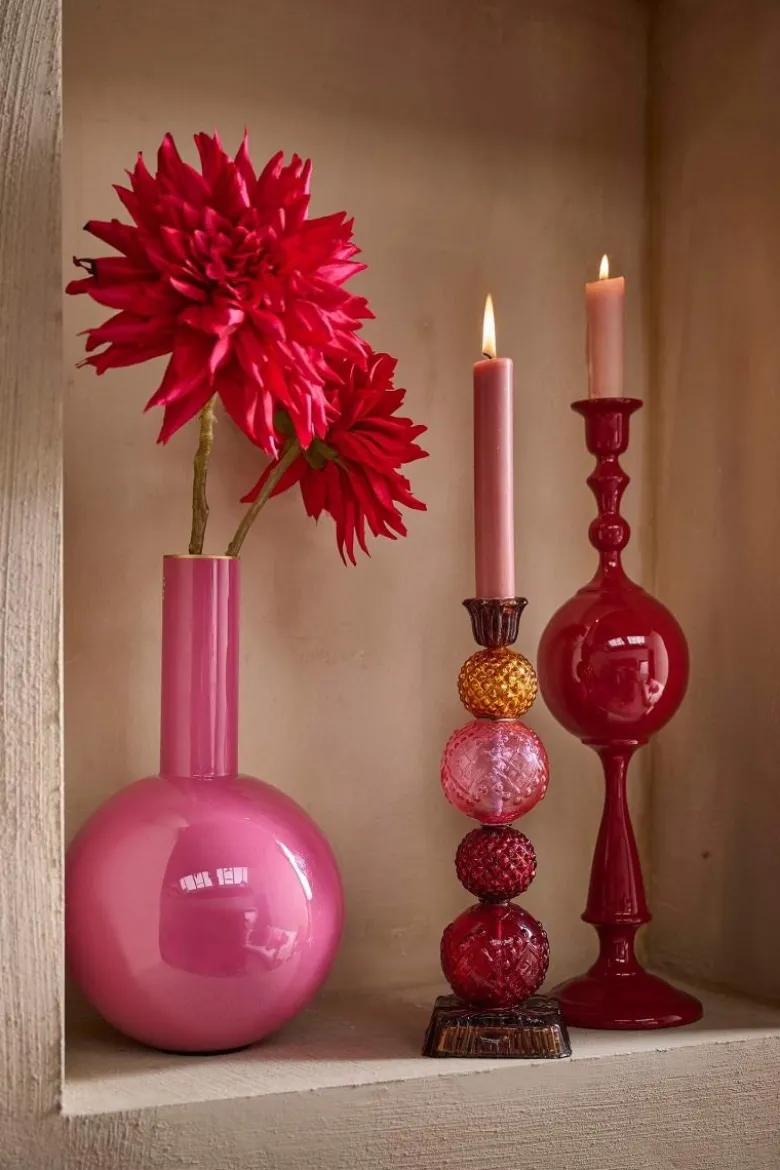 Metall Vase Mittel Rosa 33cm
